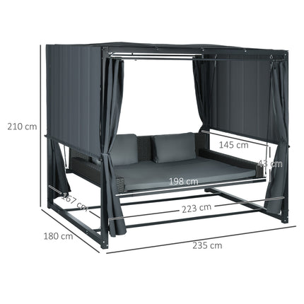 Wetterfestes Gartenbett mit Pergola und Kissen