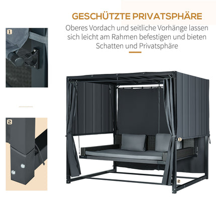 Wetterfestes Gartenbett mit Pergola und Kissen