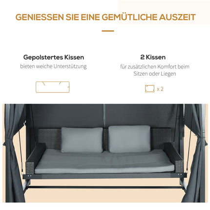 Wetterfestes Gartenbett mit Pergola und Kissen