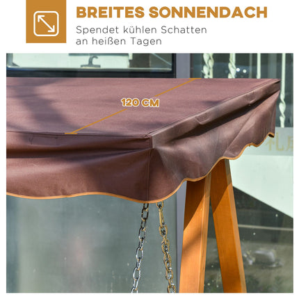 Gartenschaukel mit Dach, Liegefunktion, Fichte, 3-Sitzer