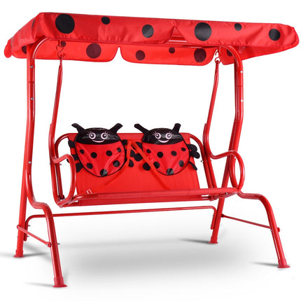 Hollywoodschaukel 2-Sitzer Kinder Gartenschaukel Marienkäfer Rot 117 x 78 x 116 cm