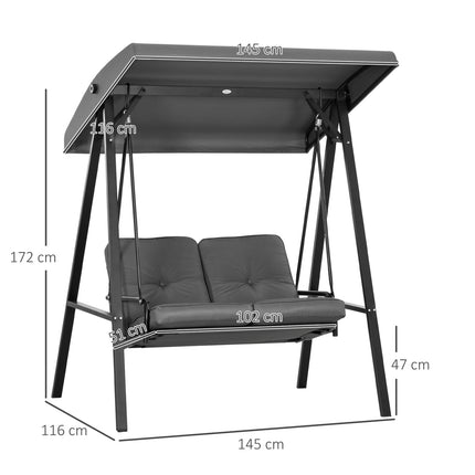 2-Sitzer Gartenschaukel, verstellbares Dach, 220 kg Traglast
