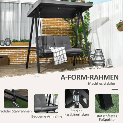 2-Sitzer Gartenschaukel, verstellbares Dach, 220 kg Traglast