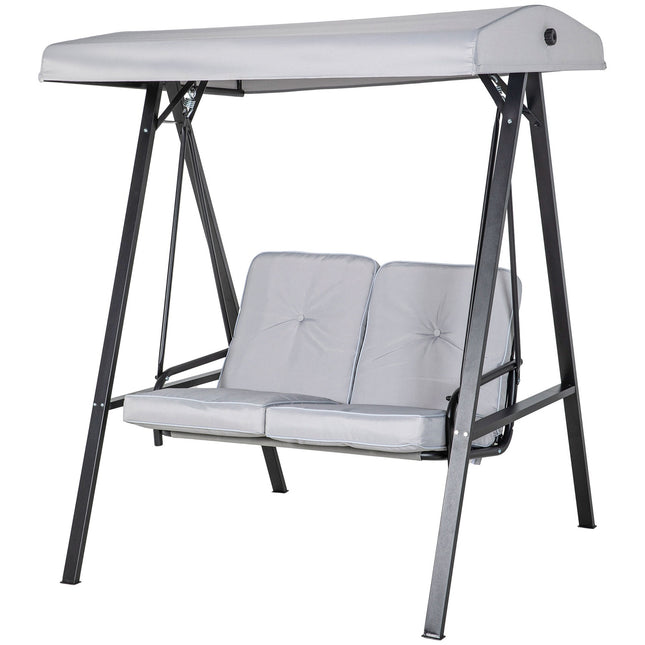 2-Sitzer Hollywoodschaukel mit verstellbarem Dach, grau, 220 kg Traglast