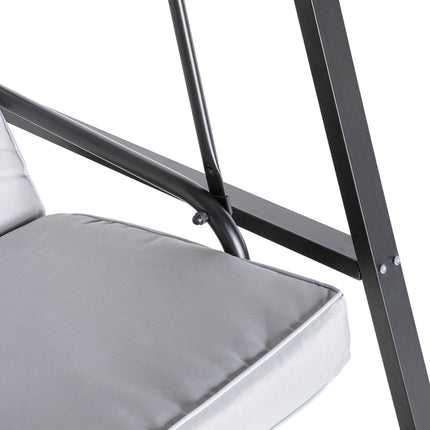 2-Sitzer Hollywoodschaukel mit verstellbarem Dach, grau, 220 kg Traglast