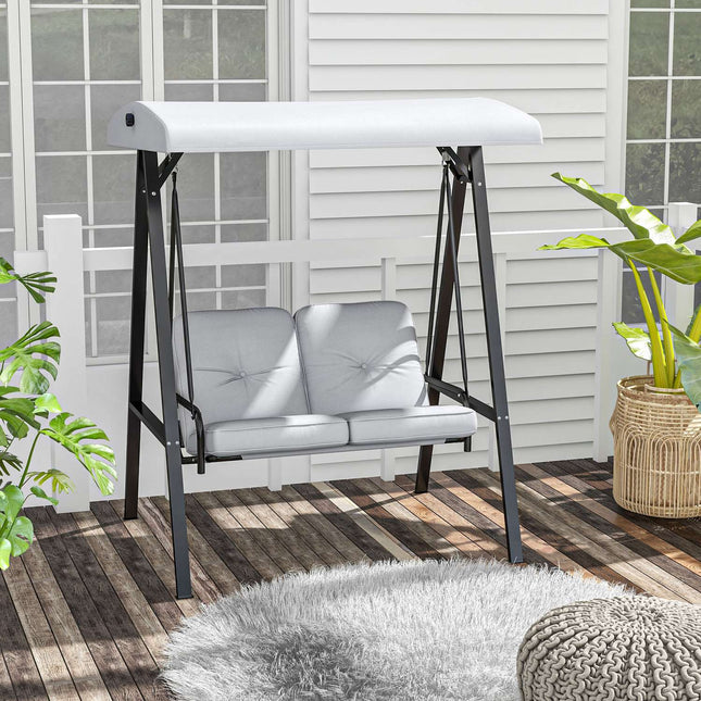 2-Sitzer Hollywoodschaukel mit verstellbarem Dach, grau, 220 kg Traglast