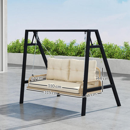 Gartenschaukel Rattan 2-Sitzer mit Kissen, beige