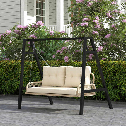 Gartenschaukel Rattan 2-Sitzer mit Kissen, beige
