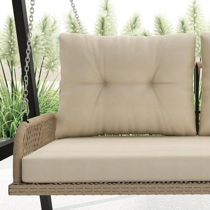 Gartenschaukel Rattan 2-Sitzer mit Kissen, beige