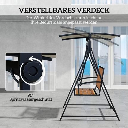 2-Sitzer Hollywoodschaukel mit verstellbarem Sonnendach, wetterfest