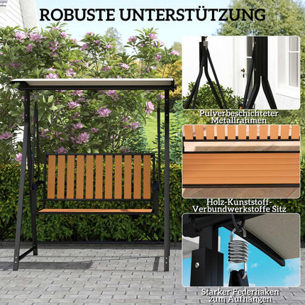 2-Sitzer Hollywoodschaukel mit verstellbarem Sonnendach, wetterfest