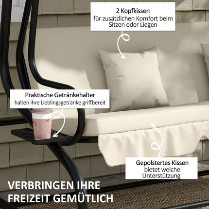 3-Sitzer Hollywoodschaukel mit verstellbarem Dach und Tisch