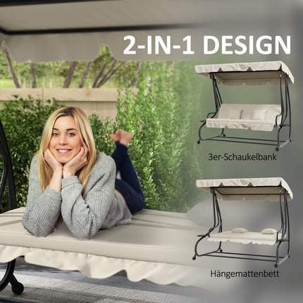 3-Sitzer Hollywoodschaukel mit verstellbarem Dach und Tisch