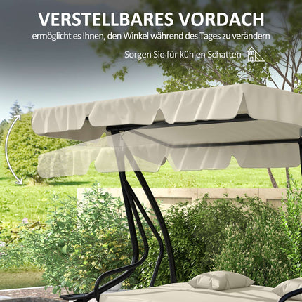 3-Sitzer Hollywoodschaukel mit verstellbarem Dach und Tisch