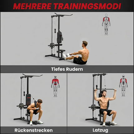 Home Gym Lat Pulldown & Row Machine, Steel & Faux Leather