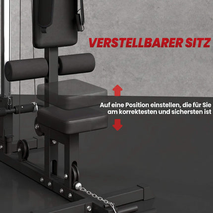 Home Gym Lat Pulldown & Row Machine, Steel & Faux Leather
