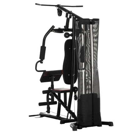 Station de musculation, station de fitness multifonctionnelle avec barre de traction et barre papillon, banc de musculation, presse pectorale, curleur, appareil de fitness avec blocs de poids de 45 kg pour la maison, noir