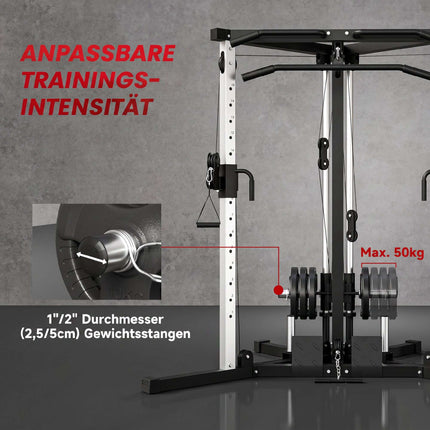 Home Gym Station with Lat Pulldown, Pull-Up Bar, Adjustable