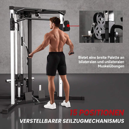 Home Gym Station with Lat Pulldown, Pull-Up Bar, Adjustable