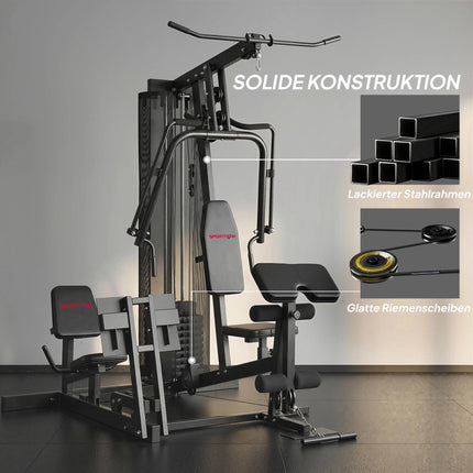 Heimtrainer mit Beinpresse, verstellbarem Sitz, 65 kg Gewichte