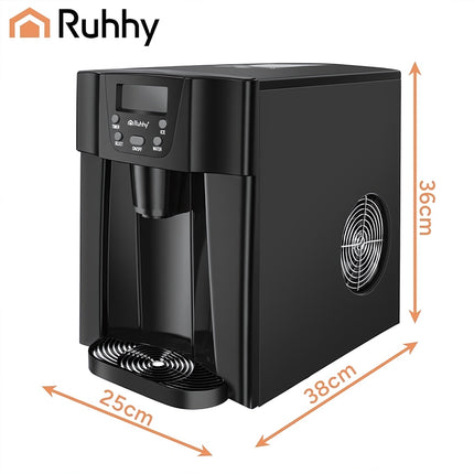 Home Ice Maker 12 kg per 24 Hours with Compressor, 3 L Tank, Black, LCD Panel