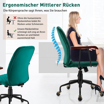 Bureaustoel voor thuisgebruik, computerstoel van fluweel, verstelbare draaistoel voor thuisgebruik, fluwelen fauteuil groen