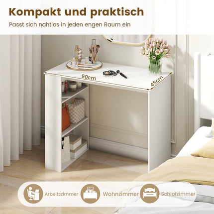 Psací stůl s knihovnou, 90 cm, bílý