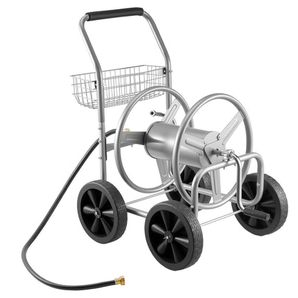 Hose Reel Cart, 300 ft 5/8 in Capacity, 4-Wheel Steel
