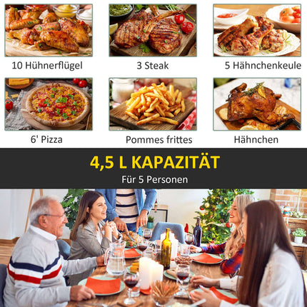 Horkovzdušná fritéza 4.5L, 1500W, příprava bez oleje, černá