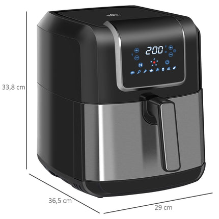 6,5 l Heißluftfritteuse, 1700W, LED-Bildschirm, antihaftbeschichteter Korb