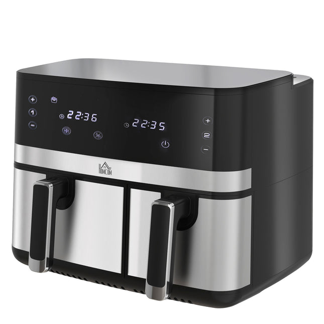 Heißluftfritteuse 8,5L - Doppelkammer, antihaftbeschichtet, smarter Timer