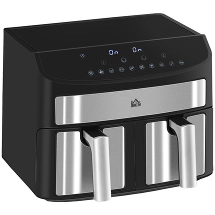8L double chamber air fryer, 10 programs, oil-free, black