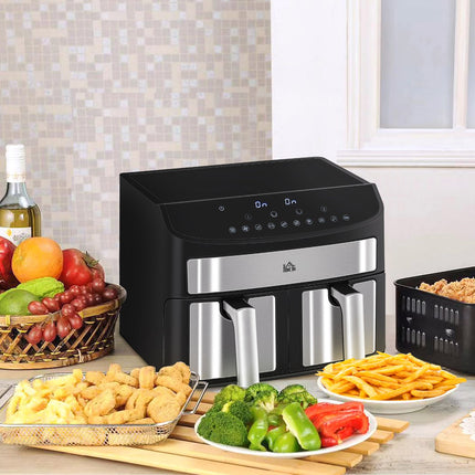 8L double chamber air fryer, 10 programs, oil-free, black