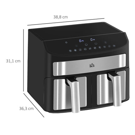 8L double chamber air fryer, 10 programs, oil-free, black