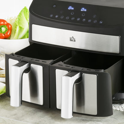 8L double chamber air fryer, 10 programs, oil-free, black