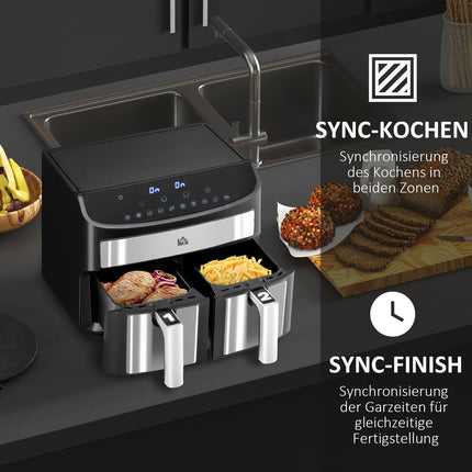 8L double chamber air fryer, 10 programs, oil-free, black