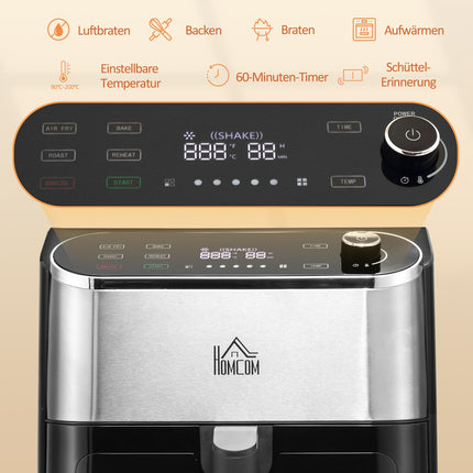 Heißluftfritteuse mit Touchscreen, 6,5 l, 1350 W, antihaftbeschichteter Korb