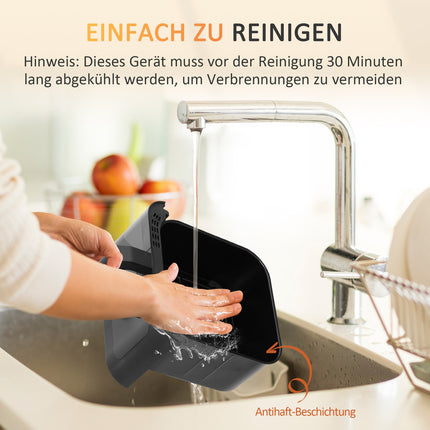 Heißluftfritteuse mit Touchscreen, 6,5 l, 1350 W, antihaftbeschichteter Korb