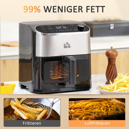 Heißluftfritteuse mit Touchscreen, 6,5 l, 1350 W, antihaftbeschichteter Korb