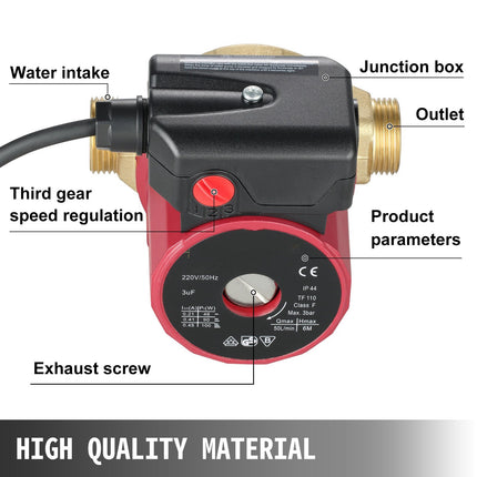 Hot Water Circulation Pump, 220V 5.3 GPM, 3-Speed