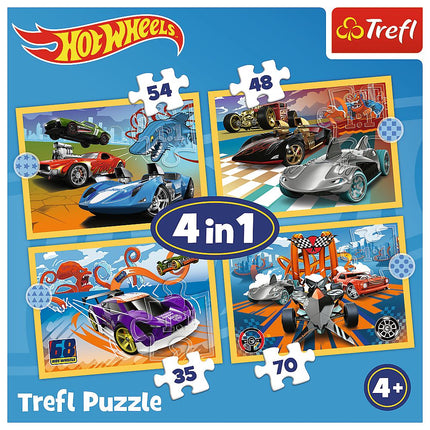Hot Wheels 4-in-1 Puzzle Set for Kids, Fun and Engaging