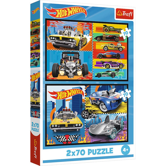 Hot Wheels Puzzle-Set, 2 Puzzles mit je 70 Teilen