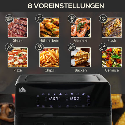 Horkovzdušná fritéza 8L, dvě komory, bez oleje, 2500W, černá