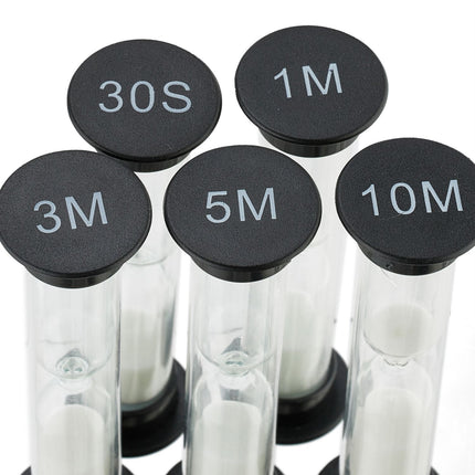 Sanduhr-Set, 5-teilig, schwarz, verschiedene Laufzeiten