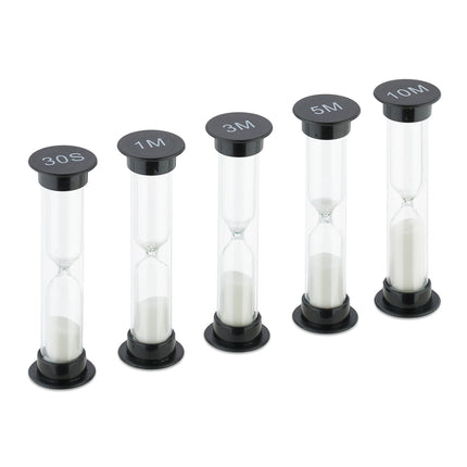 Sanduhr-Set, 5-teilig, schwarz, verschiedene Laufzeiten