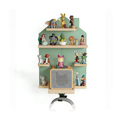 House-Shaped Wall Shelf for Tonies and Toniebox, Holds 32 Figures, Green