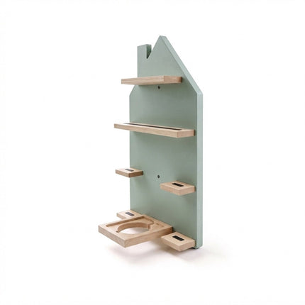 House-Shaped Wall Shelf for Tonies and Toniebox, Holds 32 Figures, Green