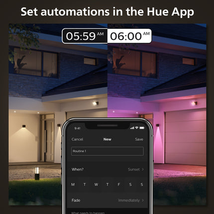 Hue Resonate Wandleuchte Downward Weiß und Color Ambiance Schwarz