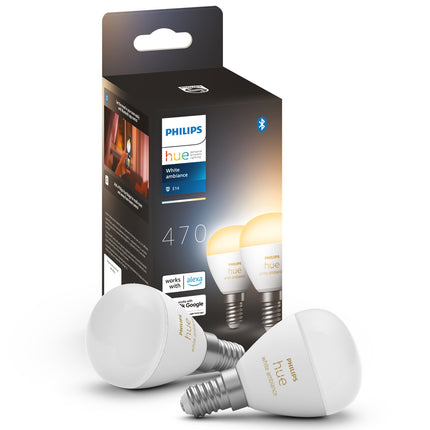 Hue White Ambiance E14 Globe Doppelpack