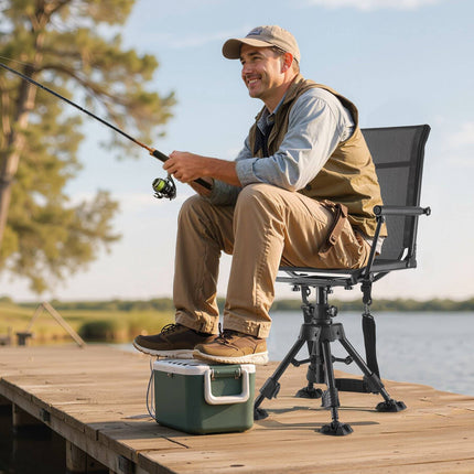 Hunting Blind Chair, 360 Silent Swivel, Foldable, 350 lb